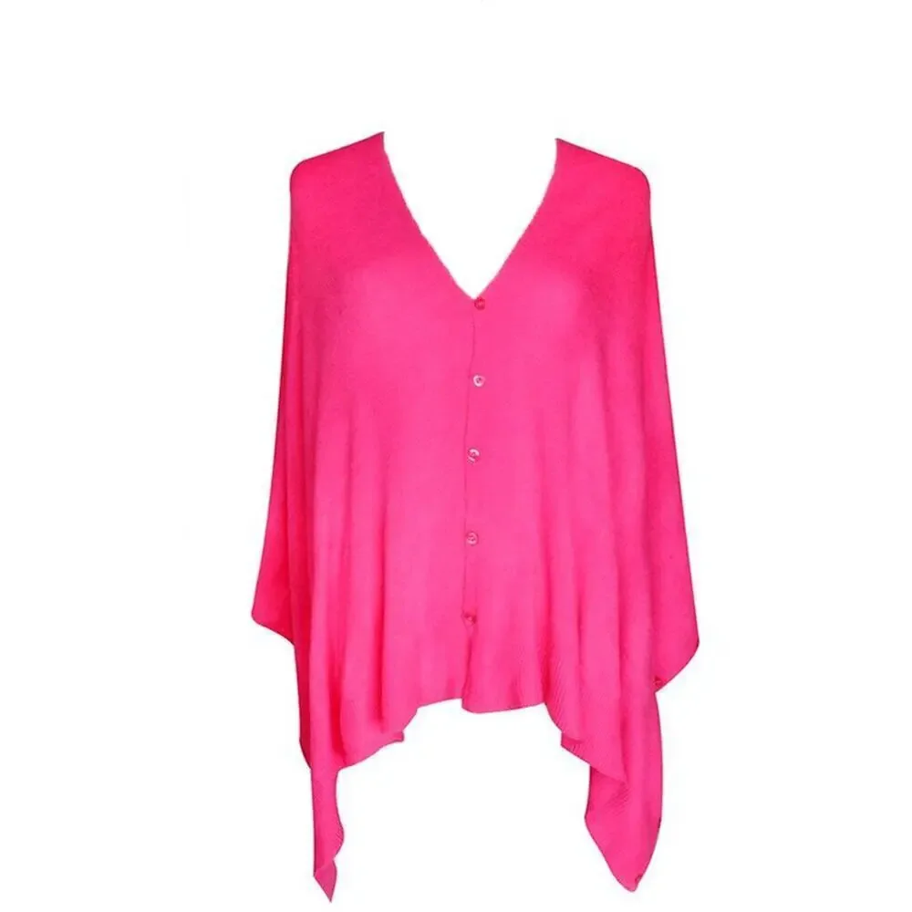 Pink Button Shawl Shrug Wrap 60